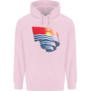 Curled Kiribati Flag Day Football Childrens Kids Hoodie Light Pink