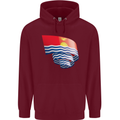 Curled Kiribati Flag Day Football Childrens Kids Hoodie Maroon