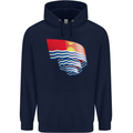 Curled Kiribati Flag Day Football Childrens Kids Hoodie Navy Blue