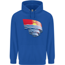 Curled Kiribati Flag Day Football Childrens Kids Hoodie Royal Blue