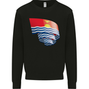 Curled Kiribati Flag Day Football Kids Sweatshirt Jumper Black