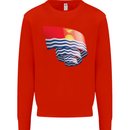 Curled Kiribati Flag Day Football Kids Sweatshirt Jumper Bright Red
