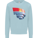 Curled Kiribati Flag Day Football Kids Sweatshirt Jumper Light Blue
