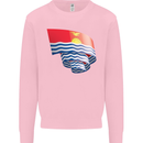 Curled Kiribati Flag Day Football Kids Sweatshirt Jumper Light Pink