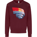 Curled Kiribati Flag Day Football Kids Sweatshirt Jumper Maroon