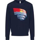 Curled Kiribati Flag Day Football Kids Sweatshirt Jumper Navy Blue