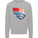 Curled Kiribati Flag Day Football Kids Sweatshirt Jumper Sports Grey