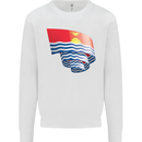 Curled Kiribati Flag Day Football Kids Sweatshirt Jumper White