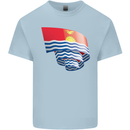 Curled Kiribati Flag Day Football Kids T-Shirt Childrens Light Blue