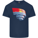 Curled Kiribati Flag Day Football Kids T-Shirt Childrens Navy Blue