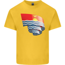 Curled Kiribati Flag Day Football Kids T-Shirt Childrens Yellow