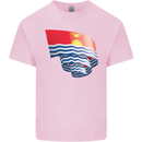 Curled Kiribati Flag Day Football Mens Cotton T-Shirt Tee Top Light Pink