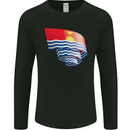 Curled Kiribati Flag Day Football Mens Long Sleeve T-Shirt Black
