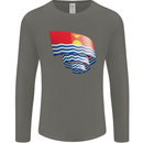 Curled Kiribati Flag Day Football Mens Long Sleeve T-Shirt Charcoal