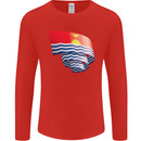 Curled Kiribati Flag Day Football Mens Long Sleeve T-Shirt Red