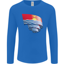 Curled Kiribati Flag Day Football Mens Long Sleeve T-Shirt Royal Blue