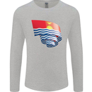 Curled Kiribati Flag Day Football Mens Long Sleeve T-Shirt Sports Grey