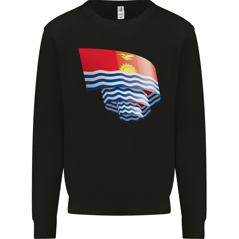 Curled Kiribati Flag Day Football Mens Sweatshirt Jumper Black