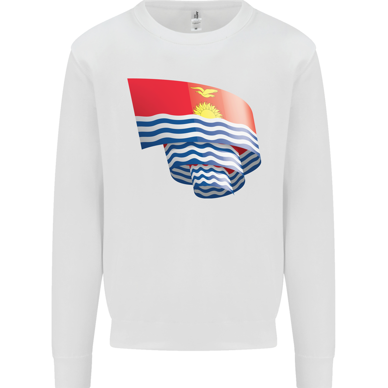 Curled Kiribati Flag Day Football Mens Sweatshirt Jumper White