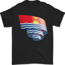 Curled Kiribati Flag Day Football Mens T-Shirt 100% Cotton Black