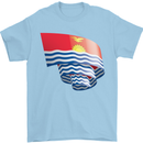 Curled Kiribati Flag Day Football Mens T-Shirt 100% Cotton Light Blue
