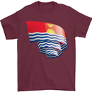 Curled Kiribati Flag Day Football Mens T-Shirt 100% Cotton Maroon