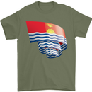 Curled Kiribati Flag Day Football Mens T-Shirt 100% Cotton Military Green