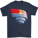 Curled Kiribati Flag Day Football Mens T-Shirt 100% Cotton Navy Blue