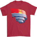 Curled Kiribati Flag Day Football Mens T-Shirt 100% Cotton Red