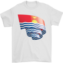 Curled Kiribati Flag Day Football Mens T-Shirt 100% Cotton White