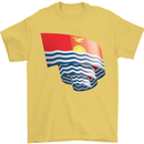 Curled Kiribati Flag Day Football Mens T-Shirt 100% Cotton Yellow