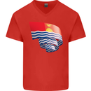 Curled Kiribati Flag Day Football Mens V-Neck Cotton T-Shirt Red