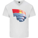 Curled Kiribati Flag Day Football Mens V-Neck Cotton T-Shirt White