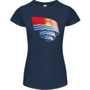 Curled Kiribati Flag Day Football Womens Petite Cut T-Shirt Navy Blue