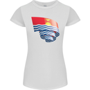 Curled Kiribati Flag Day Football Womens Petite Cut T-Shirt White