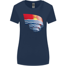 Curled Kiribati Flag Day Football Womens Wider Cut T-Shirt Navy Blue