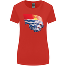 Curled Kiribati Flag Day Football Womens Wider Cut T-Shirt Red