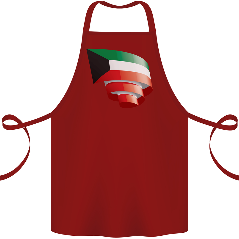 Curled Kuwait Flag Kuwaiti Day Football Cotton Apron 100% Organic Maroon