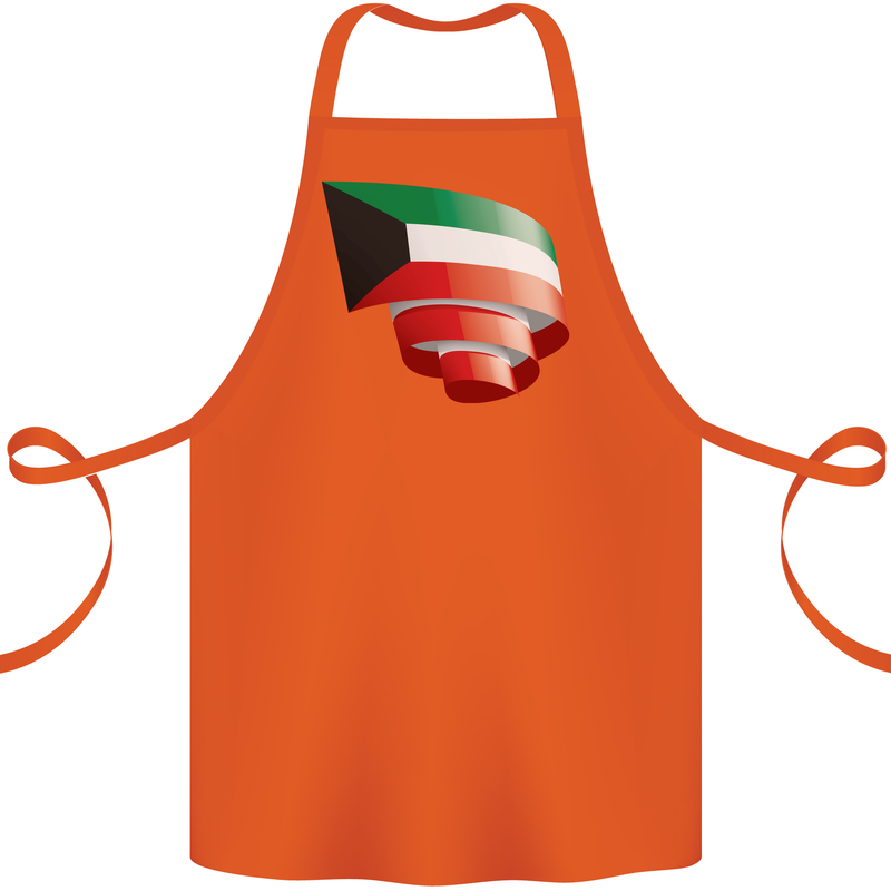 Curled Kuwait Flag Kuwaiti Day Football Cotton Apron 100% Organic Orange