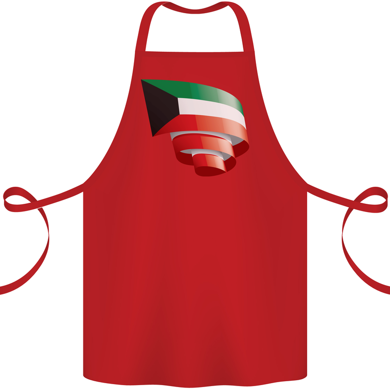 Curled Kuwait Flag Kuwaiti Day Football Cotton Apron 100% Organic Red