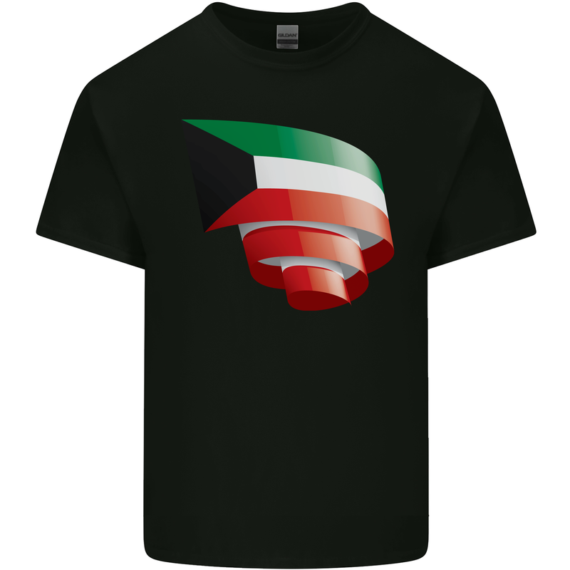 Curled Kuwait Flag Kuwaiti Day Football Kids T-Shirt Childrens Black