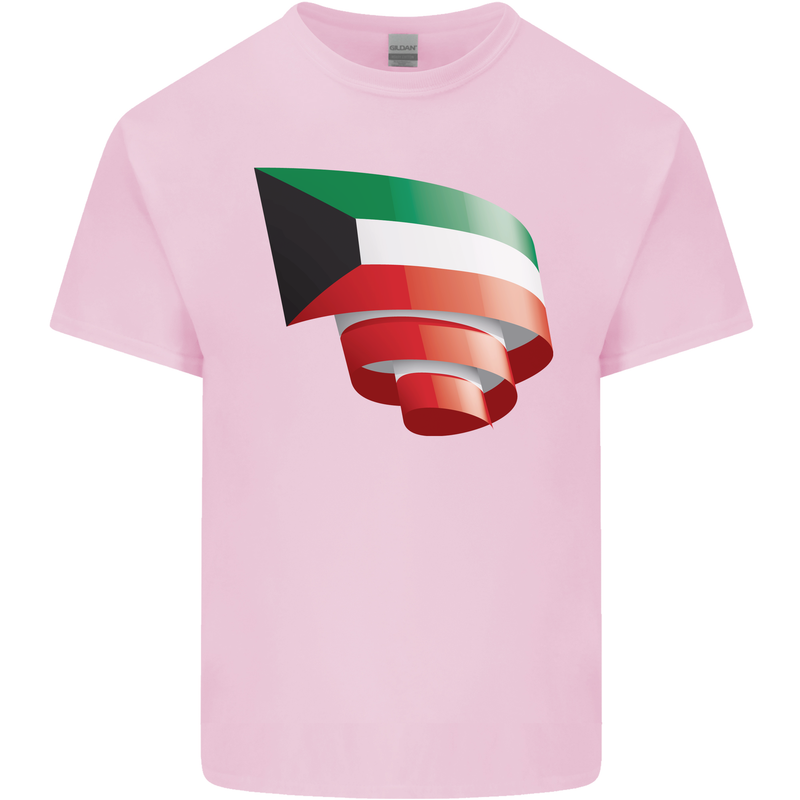 Curled Kuwait Flag Kuwaiti Day Football Kids T-Shirt Childrens Light Pink