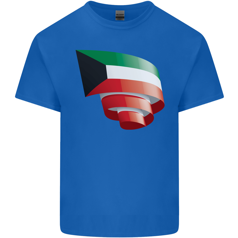 Curled Kuwait Flag Kuwaiti Day Football Kids T-Shirt Childrens Royal Blue