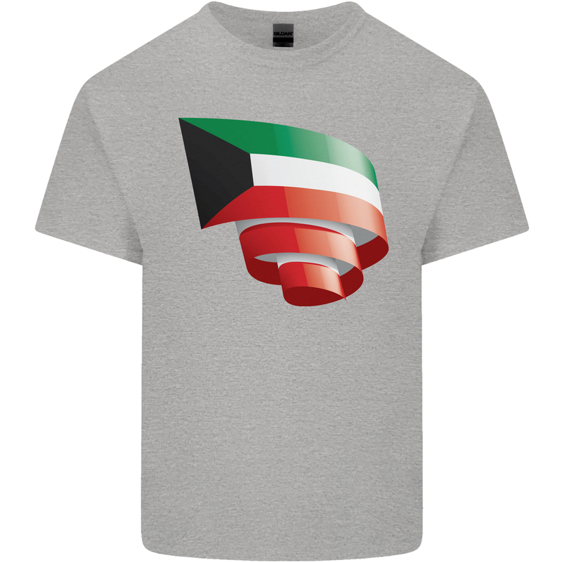 Curled Kuwait Flag Kuwaiti Day Football Kids T-Shirt Childrens Sports Grey