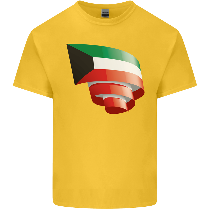 Curled Kuwait Flag Kuwaiti Day Football Kids T-Shirt Childrens Yellow