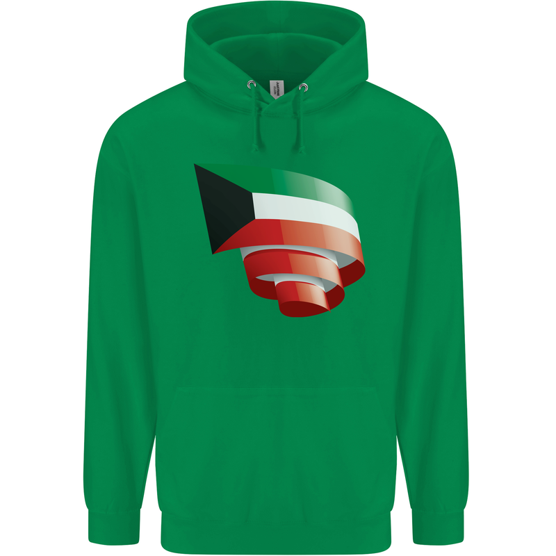 Curled Kuwait Flag Kuwaiti Day Football Mens 80% Cotton Hoodie Irish Green