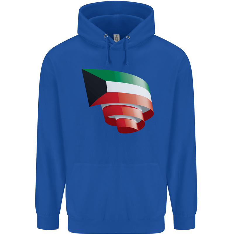 Curled Kuwait Flag Kuwaiti Day Football Mens 80% Cotton Hoodie Royal Blue