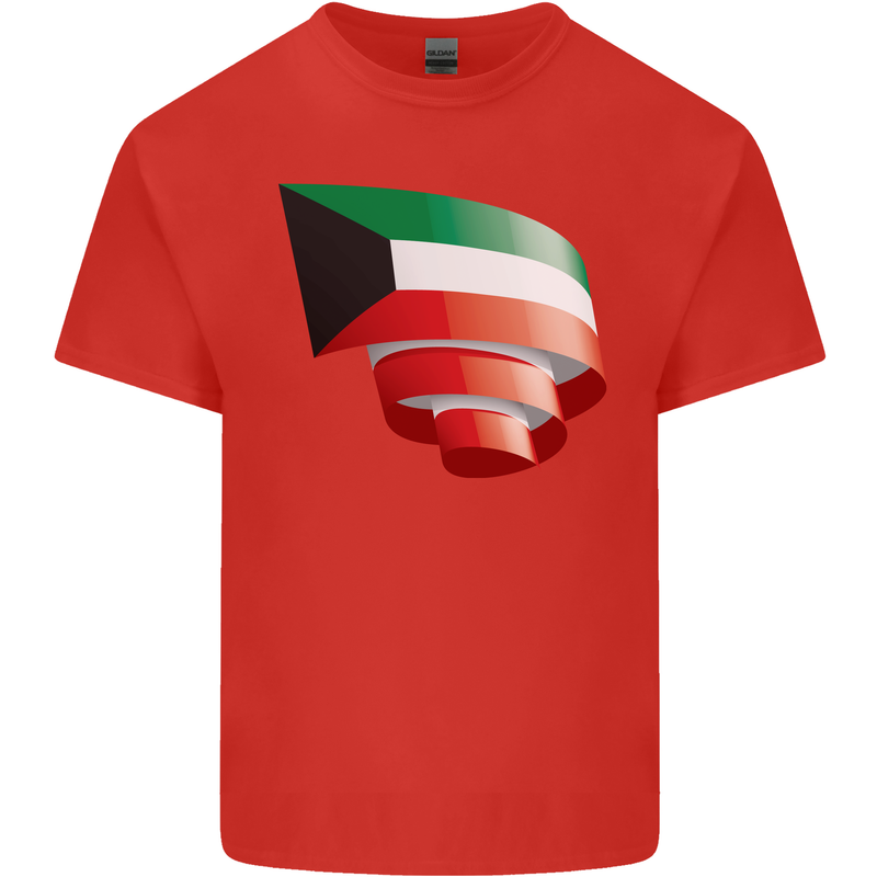 Curled Kuwait Flag Kuwaiti Day Football Mens Cotton T-Shirt Tee Top Red
