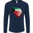 Curled Kuwait Flag Kuwaiti Day Football Mens Long Sleeve T-Shirt Navy Blue