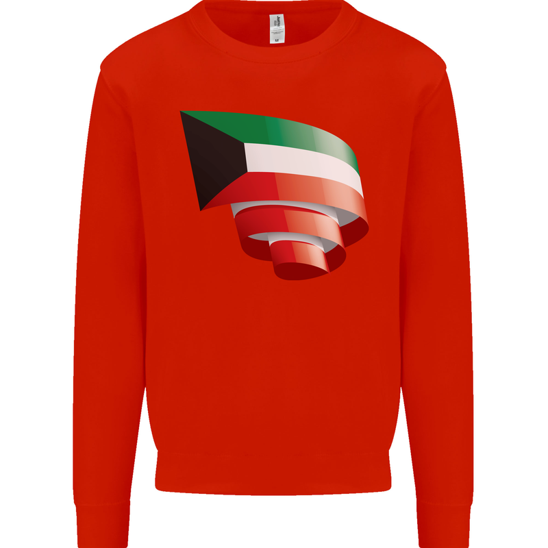 Curled Kuwait Flag Kuwaiti Day Football Mens Sweatshirt Jumper Bright Red
